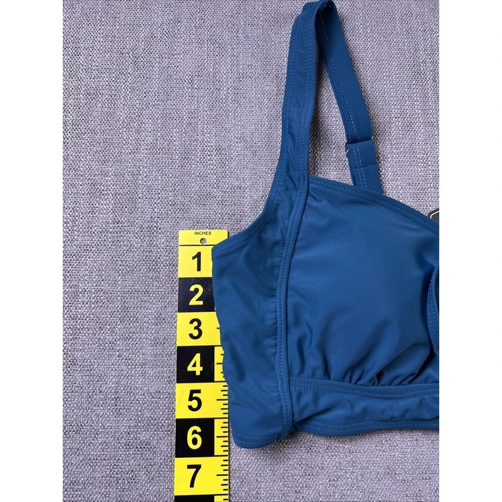 ZAFUL Bikini Top Teal Blue Front Tie Keyhole Adjustable‎ Straps Women's XL 12/14